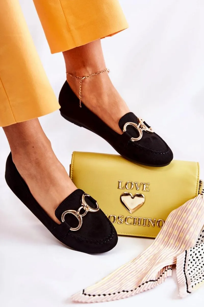 Discount Boto Damskie Zamszowe Mokasyny Z Ozdobą Czarne Reality