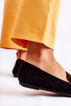 Discount Boto Damskie Zamszowe Mokasyny Z Ozdobą Czarne Reality