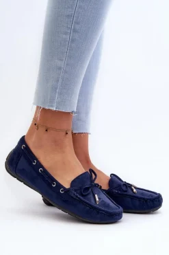 Online Boto Damskie Zamszowe Mokasyny Granatowe Si Passione Niebieski
