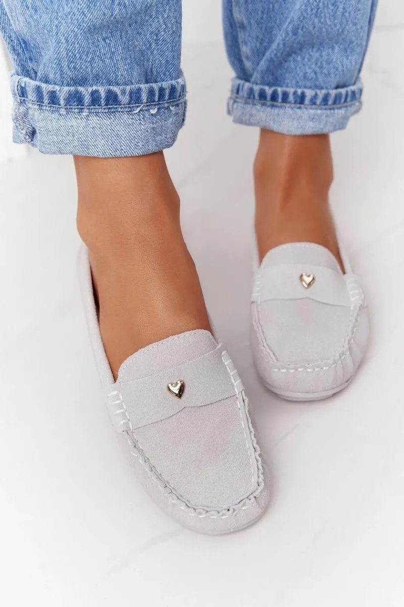 Mokasyny Damskie Zamszowe>Damskie buty S.Barski Damskie Zamszowe Mokasyny S.Barski Szare