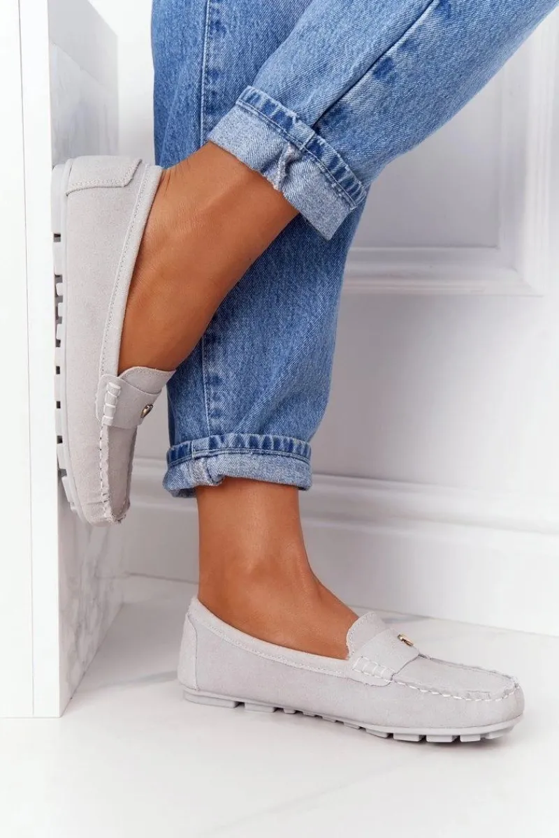 Mokasyny Damskie Zamszowe>Damskie buty S.Barski Damskie Zamszowe Mokasyny S.Barski Szare