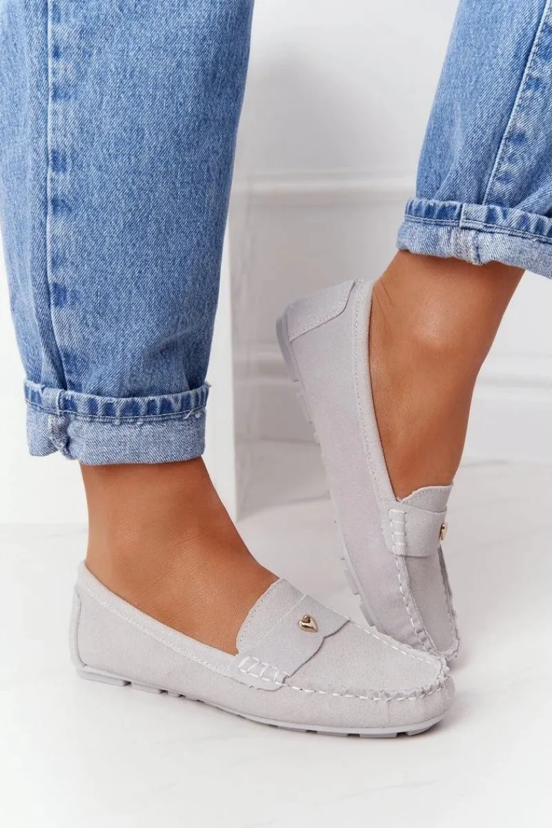 Mokasyny Damskie Zamszowe>Damskie buty S.Barski Damskie Zamszowe Mokasyny S.Barski Szare