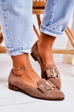 Mokasyny Damskie Zamszowe|Baleriny Klasyczne><noscript><img width=