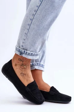 Hot Boto Damskie Zamszowe Mokasyny Czarne Lenvie