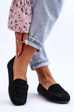 Hot Boto Damskie Zamszowe Mokasyny Czarne Lenvie