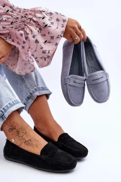 Hot Boto Damskie Zamszowe Mokasyny Czarne Lenvie