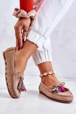 Hot Boto Damskie Zamszowe Mokasyny Ciemnobeżowe Wilessa