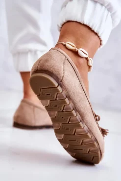 Hot Boto Damskie Zamszowe Mokasyny Ciemnobeżowe Wilessa