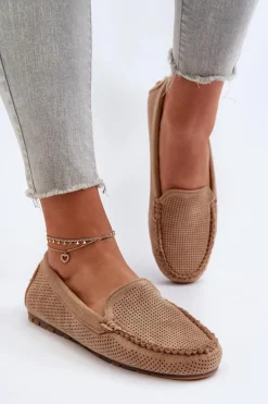Outlet Damskie Zamszowe Mokasyny Ciemnobeżowe Ranica Damskie Loafersy Damskie|Mokasyny Damskie Zamszowe