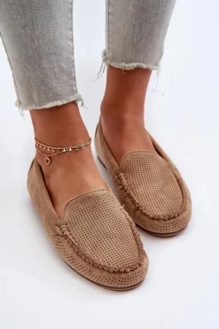 Outlet Damskie Zamszowe Mokasyny Ciemnobeżowe Ranica Damskie Loafersy Damskie|Mokasyny Damskie Zamszowe