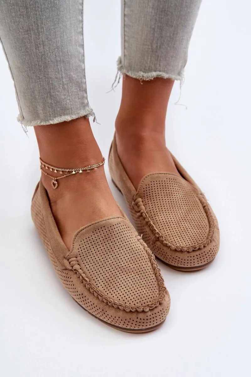 Outlet Damskie Zamszowe Mokasyny Ciemnobeżowe Ranica Damskie Loafersy Damskie|Mokasyny Damskie Zamszowe