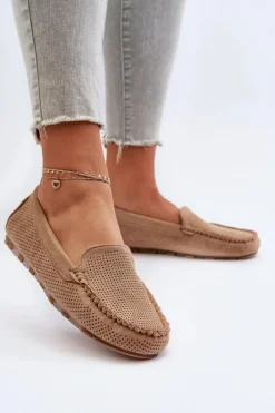Outlet Damskie Zamszowe Mokasyny Ciemnobeżowe Ranica Damskie Loafersy Damskie|Mokasyny Damskie Zamszowe
