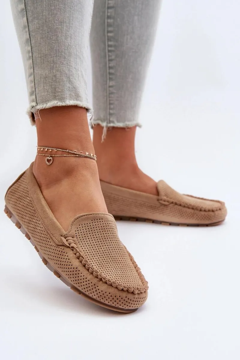 Outlet Damskie Zamszowe Mokasyny Ciemnobeżowe Ranica Damskie Loafersy Damskie|Mokasyny Damskie Zamszowe