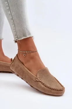 Outlet Damskie Zamszowe Mokasyny Ciemnobeżowe Ranica Damskie Loafersy Damskie|Mokasyny Damskie Zamszowe
