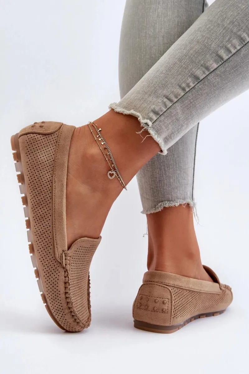 Outlet Damskie Zamszowe Mokasyny Ciemnobeżowe Ranica Damskie Loafersy Damskie|Mokasyny Damskie Zamszowe