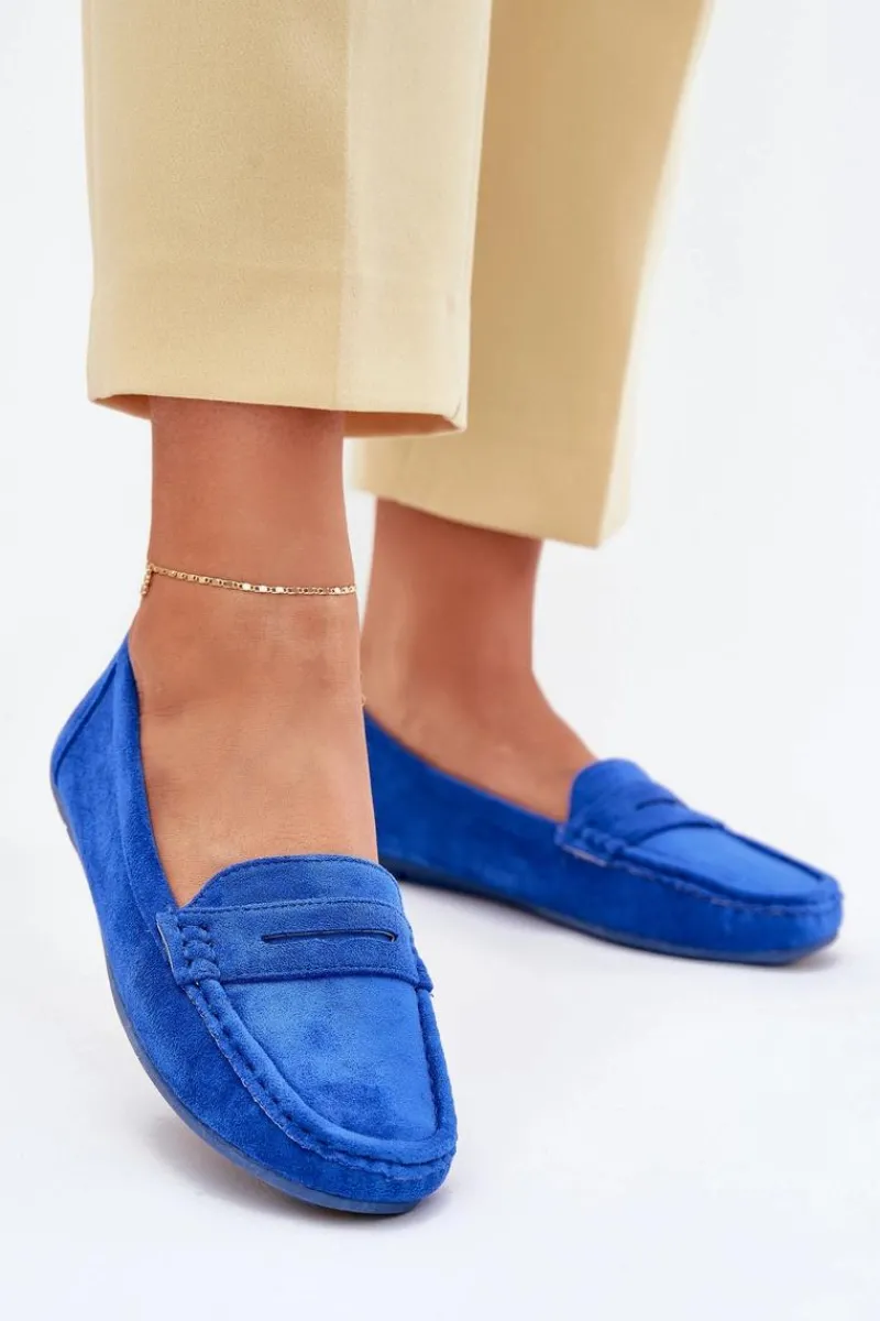 Online Boto Damskie Zamszowe Mokasyny Kobaltowe Lenvie Niebieski