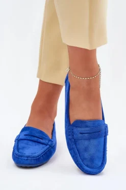 Online Boto Damskie Zamszowe Mokasyny Kobaltowe Lenvie Niebieski