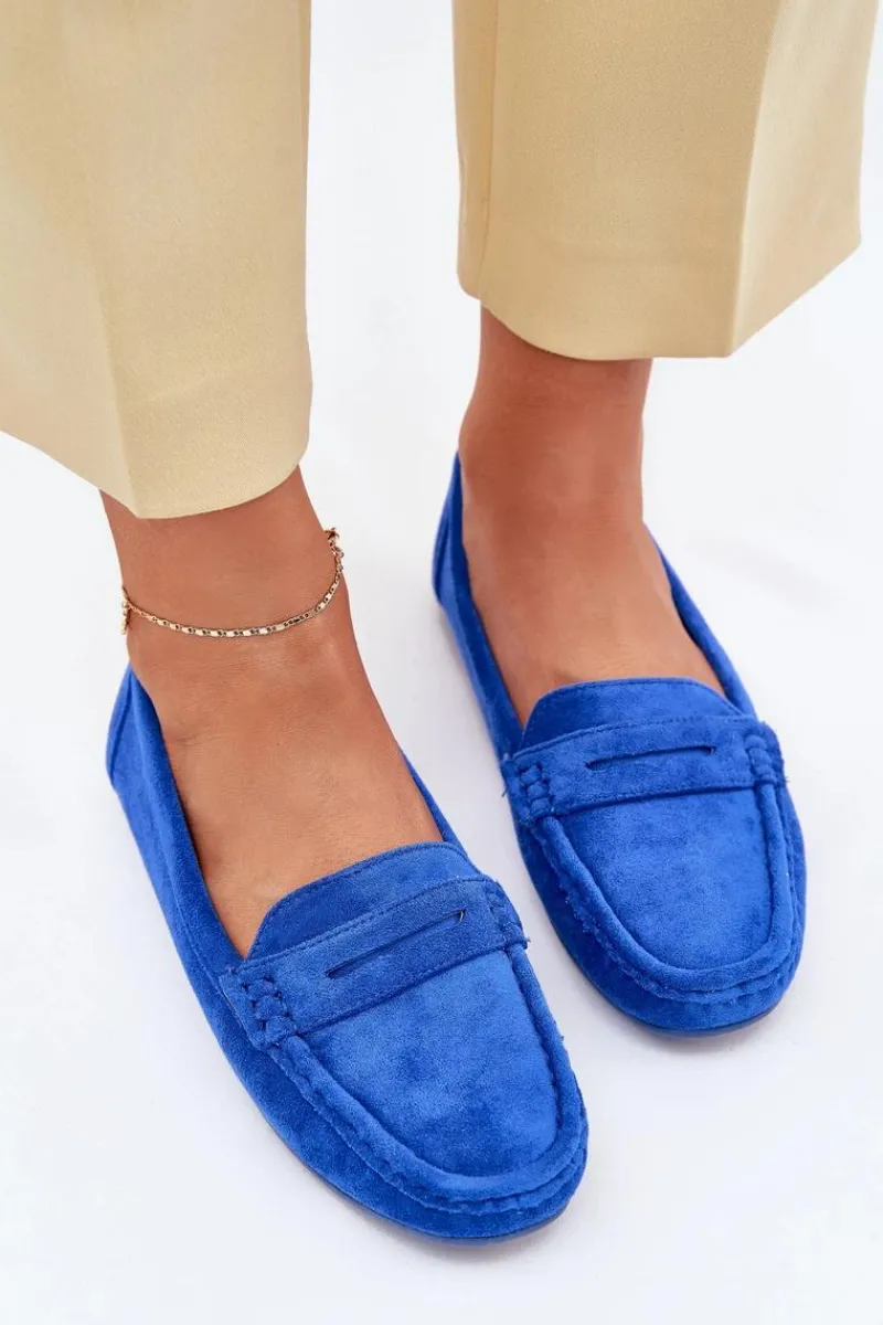 Online Boto Damskie Zamszowe Mokasyny Kobaltowe Lenvie Niebieski