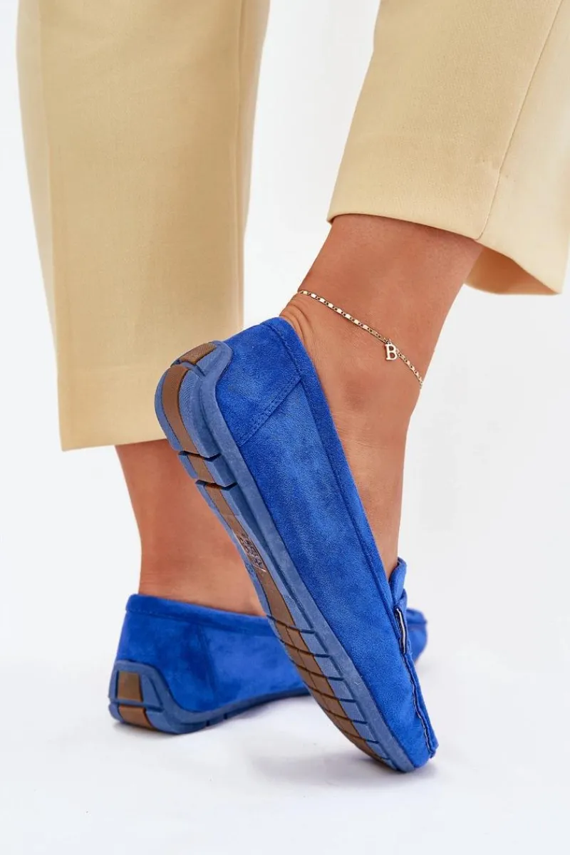 Online Boto Damskie Zamszowe Mokasyny Kobaltowe Lenvie Niebieski