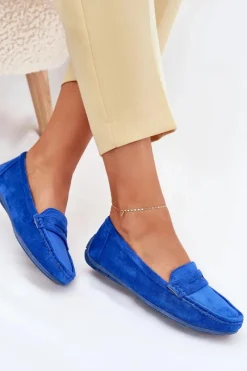 Online Boto Damskie Zamszowe Mokasyny Kobaltowe Lenvie Niebieski