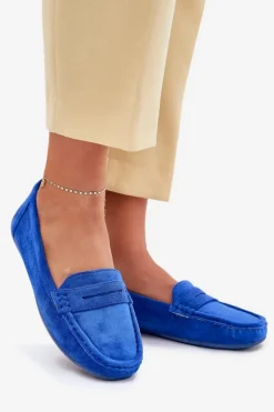 Online Boto Damskie Zamszowe Mokasyny Kobaltowe Lenvie Niebieski