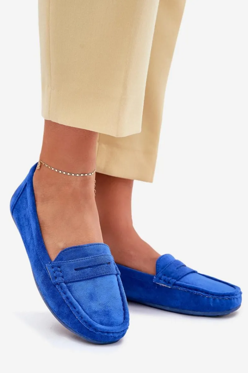 Online Boto Damskie Zamszowe Mokasyny Kobaltowe Lenvie Niebieski