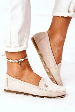 Best Damskie Zamszowe Mokasyny Beżowe Madelyn Damskie Mokasyny Damskie Zamszowe