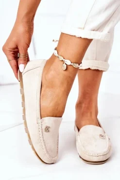 Best Damskie Zamszowe Mokasyny Beżowe Madelyn Damskie Mokasyny Damskie Zamszowe