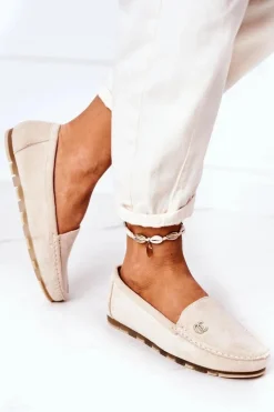 Best Damskie Zamszowe Mokasyny Beżowe Madelyn Damskie Mokasyny Damskie Zamszowe