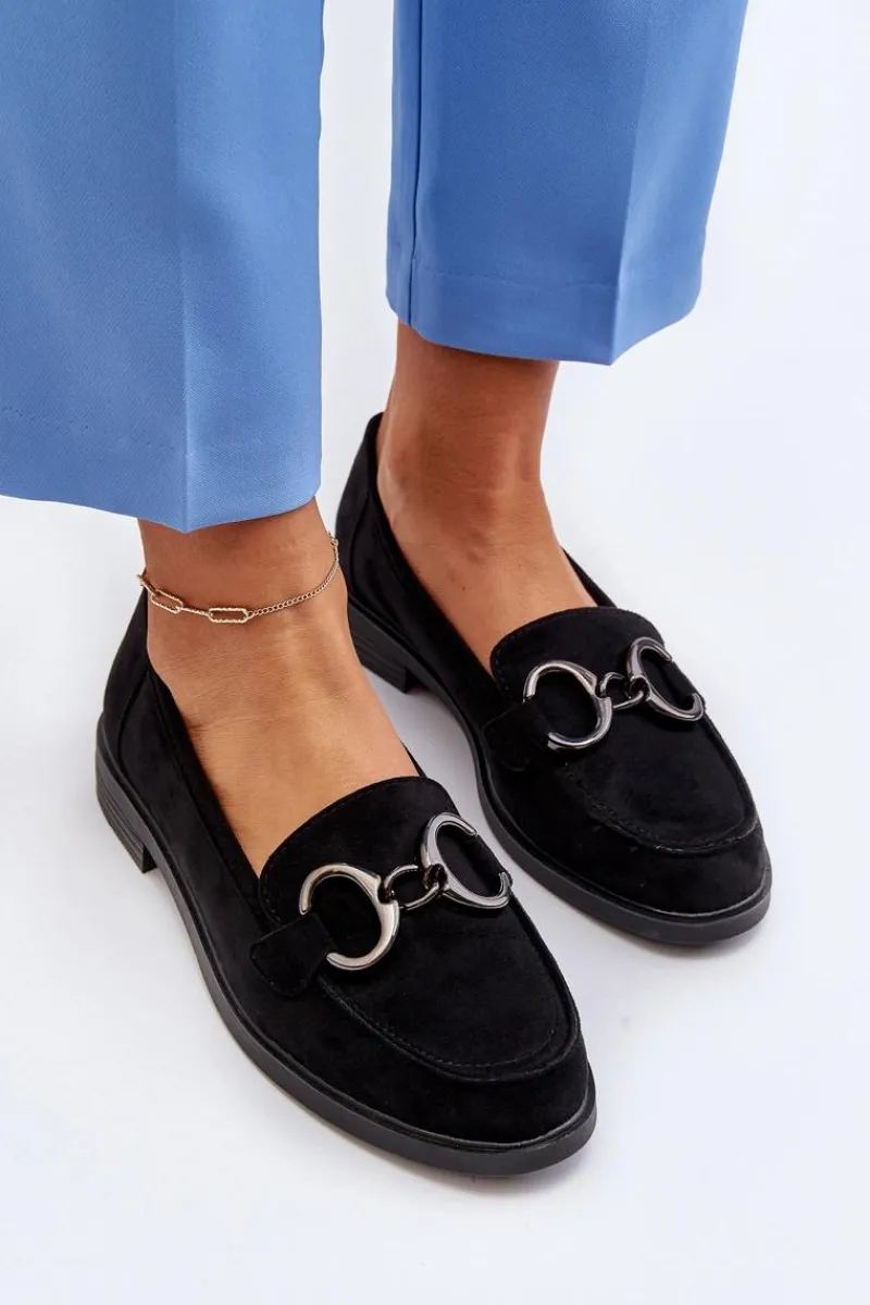 Outlet Buty damskie Vinceza Damskie Zamszowe Mokasyny Z Ozdobą Czarne Echonesa Czarny