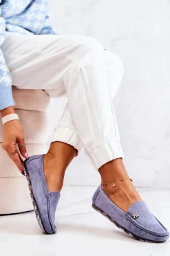 Sale Damskie Zamszowe Mokasyny Niebieskie Madelyn Damskie Mokasyny Damskie Zamszowe