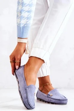 Sale Damskie Zamszowe Mokasyny Niebieskie Madelyn Damskie Mokasyny Damskie Zamszowe