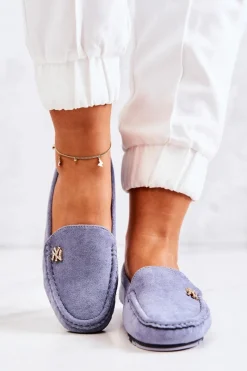 Sale Damskie Zamszowe Mokasyny Niebieskie Madelyn Damskie Mokasyny Damskie Zamszowe