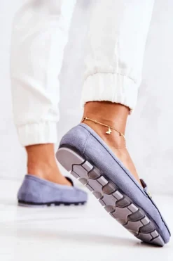 Sale Damskie Zamszowe Mokasyny Niebieskie Madelyn Damskie Mokasyny Damskie Zamszowe