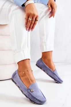 Sale Damskie Zamszowe Mokasyny Niebieskie Madelyn Damskie Mokasyny Damskie Zamszowe