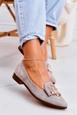 Mokasyny Damskie Zamszowe|Baleriny Klasyczne><noscript><img width=