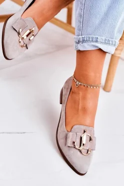 Mokasyny Damskie Zamszowe|Baleriny Klasyczne><noscript><img width=