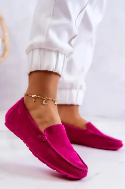Best Damskie Zamszowe Mokasyny Big Star JJ274656 Fuksja Damskie Mokasyny Damskie Zamszowe