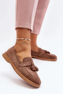 Boto Damskie Zamszowe Mokasyny Brązowe Dansitu