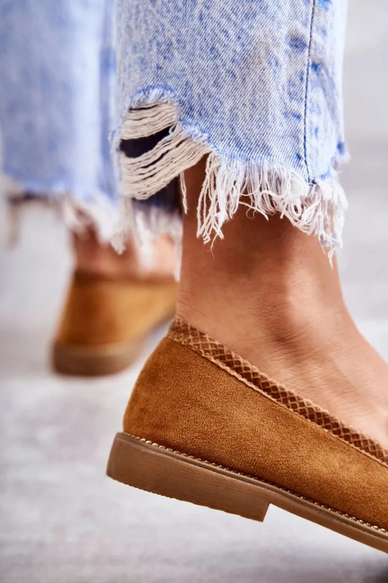 Best Damskie Zamszowe Mokasyny Z Łańcuszkiem Camel Nolie Damskie Mokasyny Damskie Zamszowe