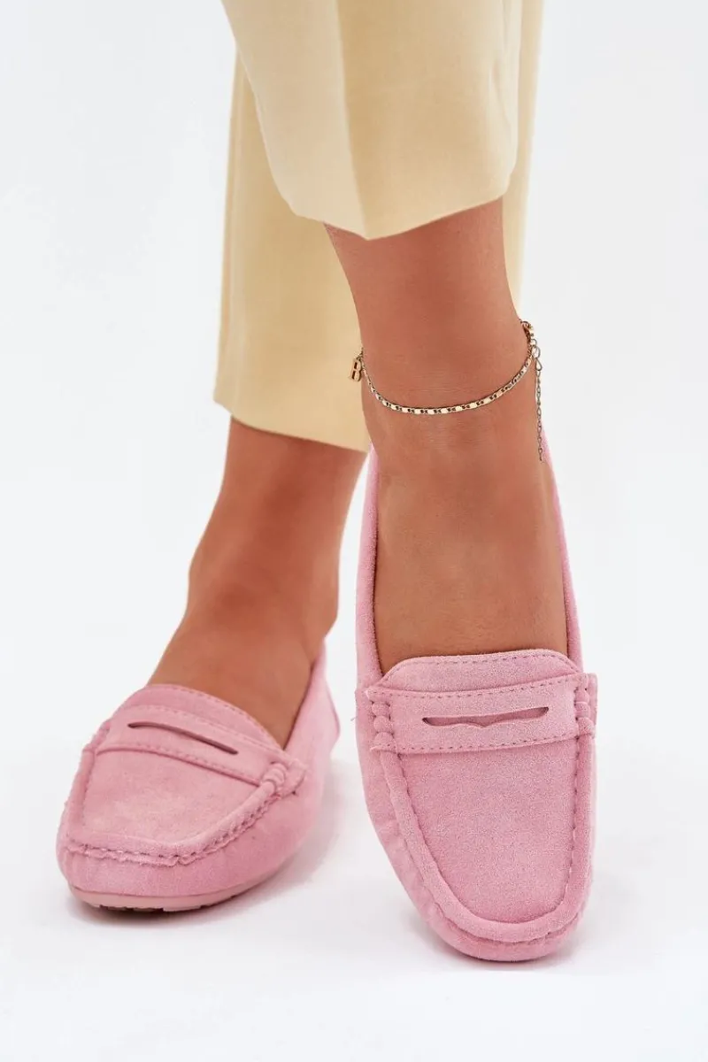 Hot Boto Damskie Zamszowe Mokasyny Jasnoróżowe Lenvie Różowy