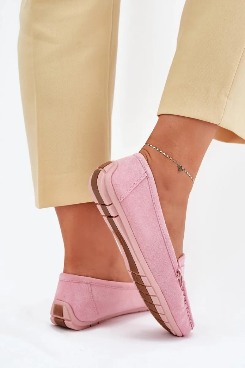 Hot Boto Damskie Zamszowe Mokasyny Jasnoróżowe Lenvie Różowy