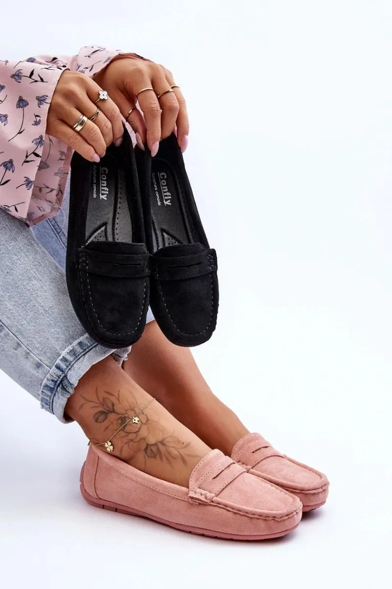 Hot Boto Damskie Zamszowe Mokasyny Jasnoróżowe Lenvie Różowy