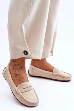 Loafersy Damskie|Mokasyny Damskie Zamszowe></noscript>Boto Damskie Zamszowe Mokasyny Beżowe Lenvie