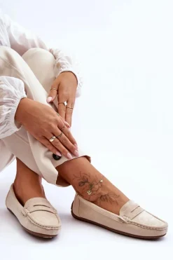 Loafersy Damskie|Mokasyny Damskie Zamszowe></noscript>Boto Damskie Zamszowe Mokasyny Beżowe Lenvie