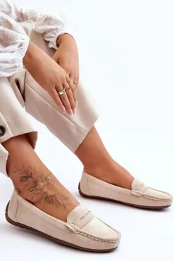Loafersy Damskie|Mokasyny Damskie Zamszowe></noscript>Boto Damskie Zamszowe Mokasyny Beżowe Lenvie