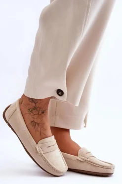 Loafersy Damskie|Mokasyny Damskie Zamszowe></noscript>Boto Damskie Zamszowe Mokasyny Beżowe Lenvie