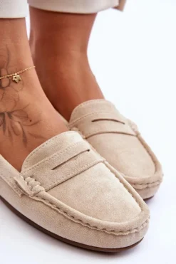 Loafersy Damskie|Mokasyny Damskie Zamszowe></noscript>Boto Damskie Zamszowe Mokasyny Beżowe Lenvie