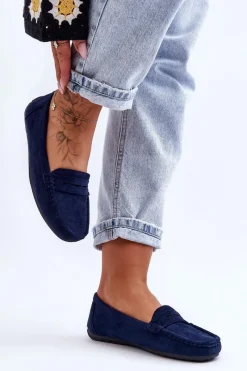 Hot Damskie Zamszowe Mokasyny Granatowe Lenvie Damskie Mokasyny Damskie Zamszowe
