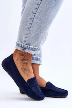 Hot Damskie Zamszowe Mokasyny Granatowe Lenvie Damskie Mokasyny Damskie Zamszowe